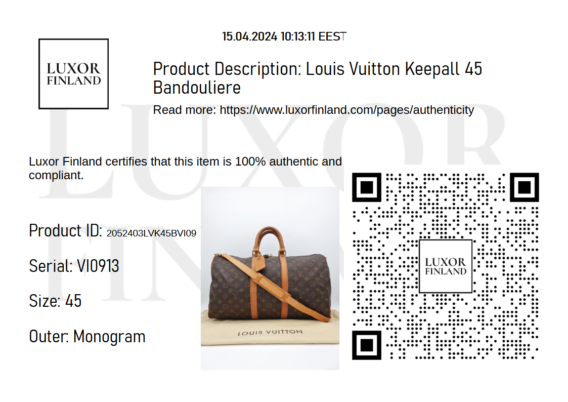 Louis Vuitton Keepall 45 Bandouliere