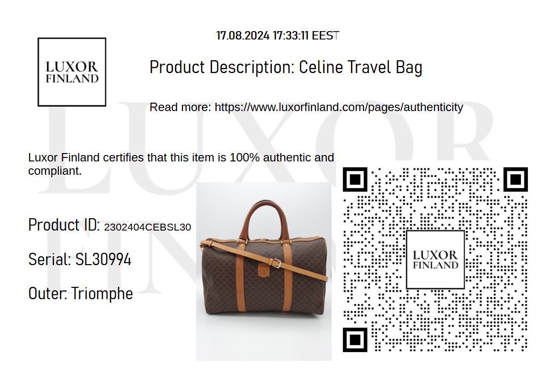 Celine Travel Bag Triomphe Luxor Finland