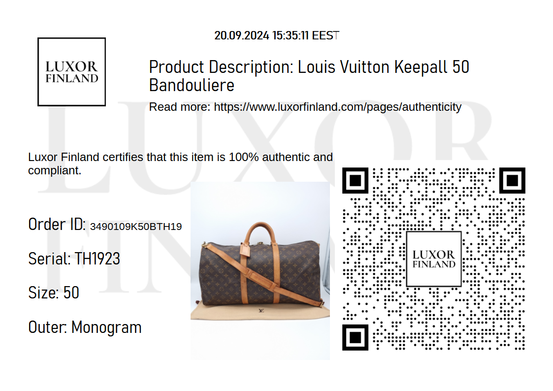 Louis Vuitton Keepall 50 Bandouliere – Luxor Finland