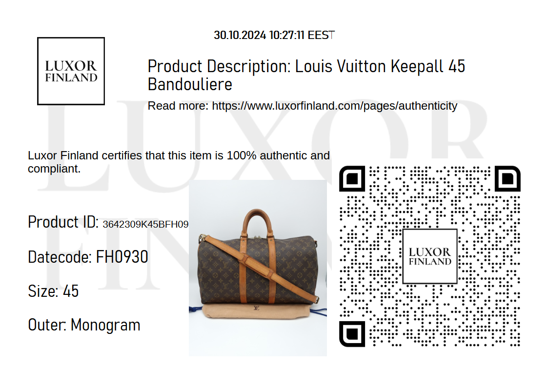 Louis Vuitton Keepall 45 Bandouliere – Luxor Finland
