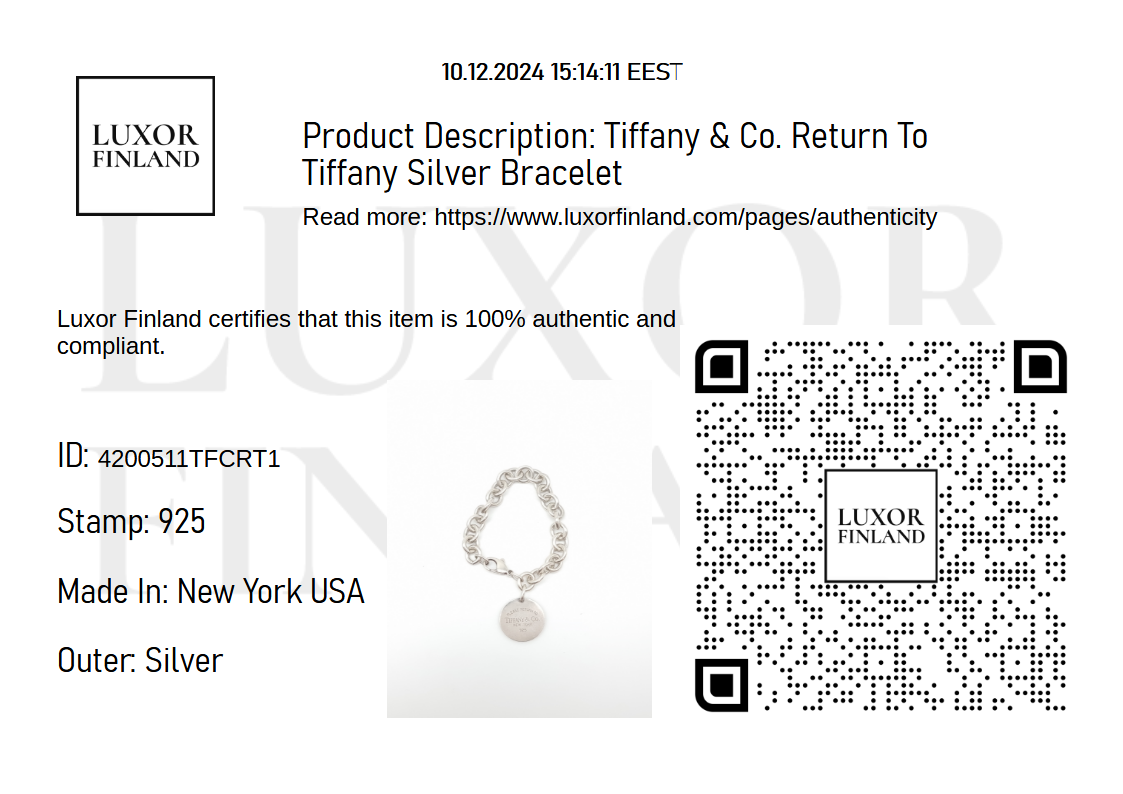 Tiffany & Co. Return To Tiffany Silver Bracelet