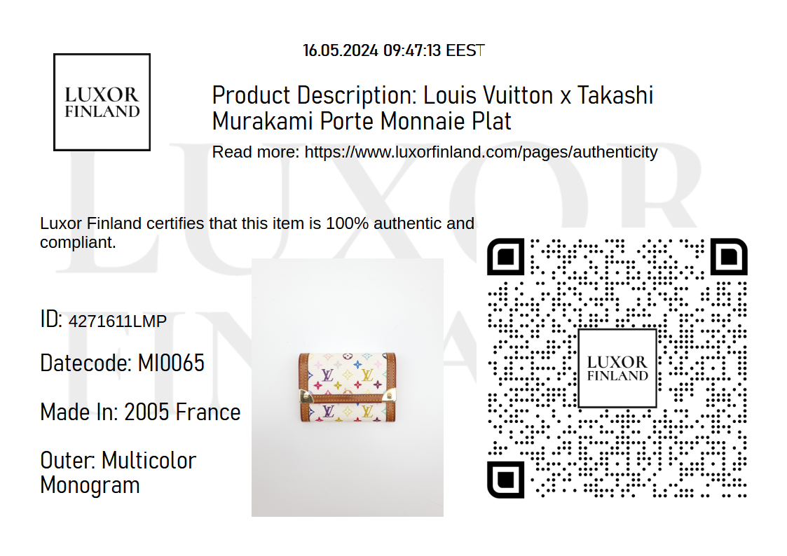 Louis Vuitton x Takashi Murakami Porte Monnaie Plat