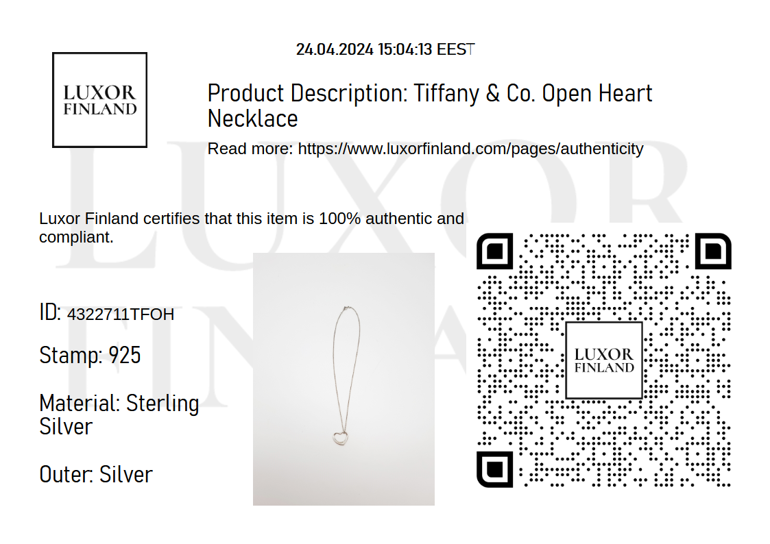 Tiffany & Co. Open Heart Necklace