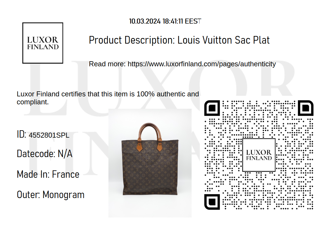 Louis Vuitton Sac Plat