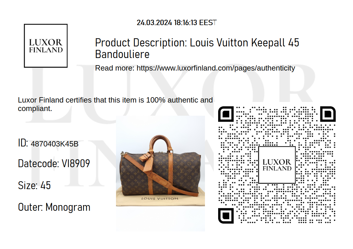 Louis Vuitton Keepall 45 Bandouliere