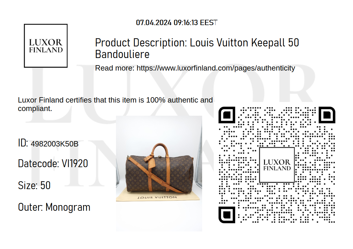 Louis Vuitton Keepall 50 Bandouliere
