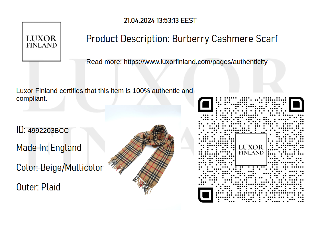 Burberry Cashmere Huivi